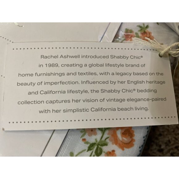 Shabby Chic Sheet Set NEW Full Floral 6 Piece Set Blue Stripe with Orange Flower - Picture 11 of 16